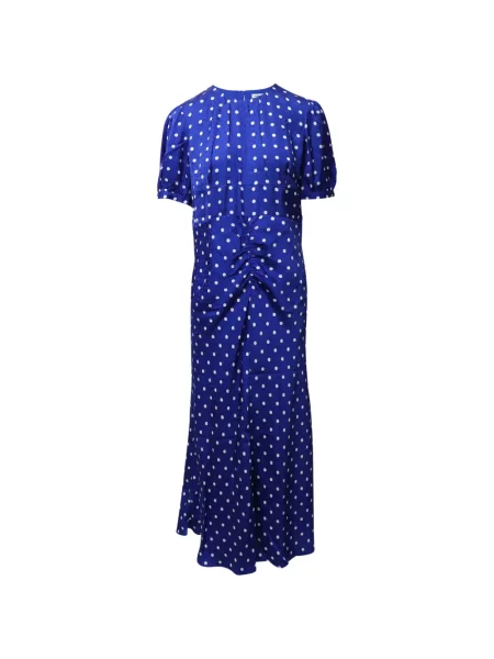 Rochie midi Self-portrait cu buline cu volane albastru