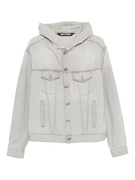Džínová bunda Palm Angels s kapucí šedá