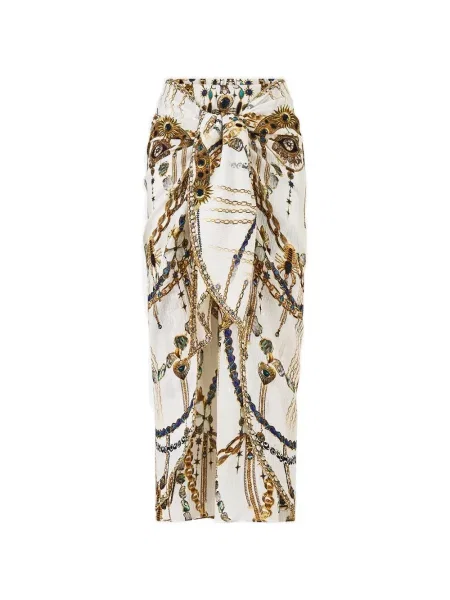 Fustă midi Camilla cu legături alb