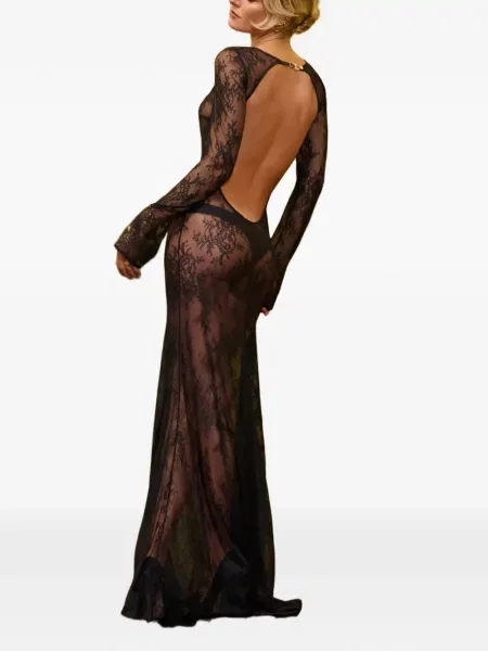 Rochie maxi Maison Close din dantelă de costum negru