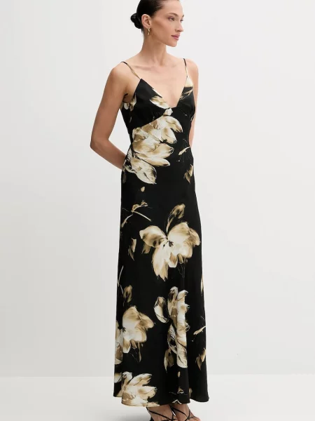 Bardot rochie maxi drept negru