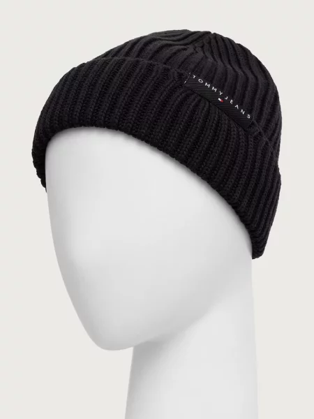 Čiapka Tommy Jeans Tjm Linear Logo Beanie čierna