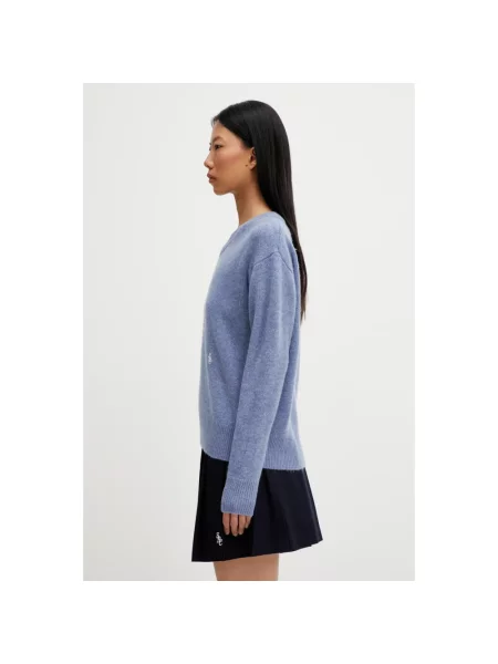 Sweter Sporty And Rich z dekoltem w serek niebieski