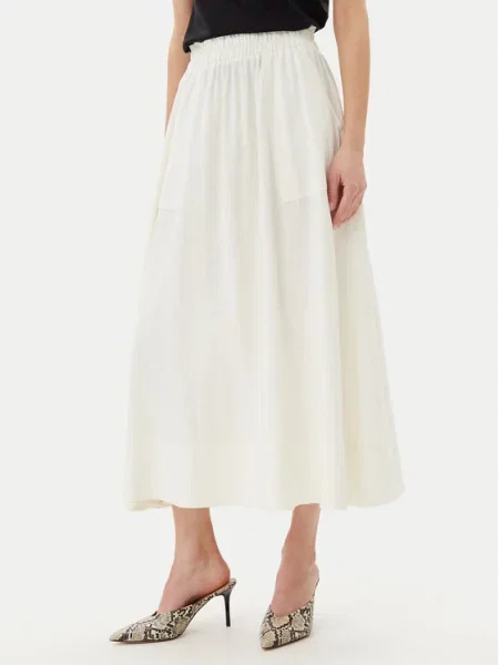 YAS Spódnica maxi Flaxy biały