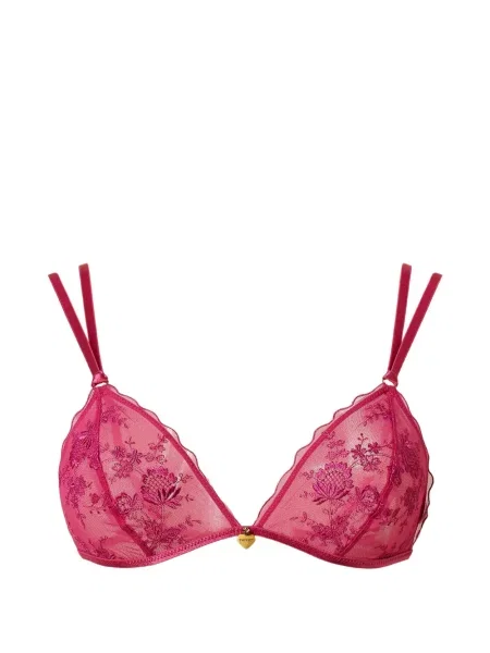 Sutien triunghi Twinset cu model floral din dantelă roz
