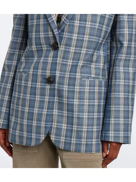 Sacou Acne Studios de lână în carouri albastru