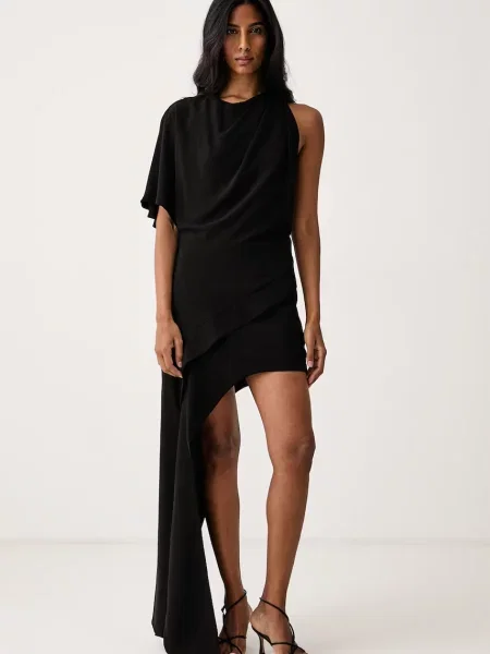 Bardot rochie asimetrică HALSEY negru