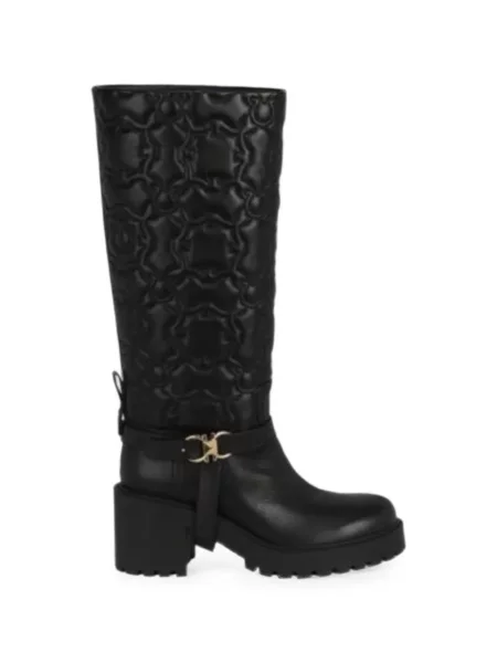 Matlasat botine Ferragamo din piele negru