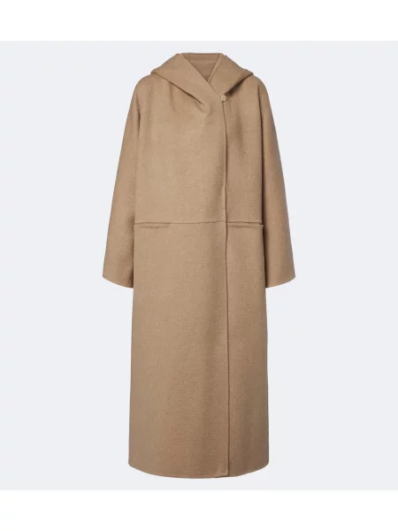 Palton Max Mara cu glugă de mohair bej