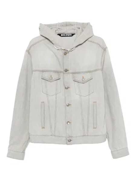Geacă de blugi Palm Angels cu glugă gri