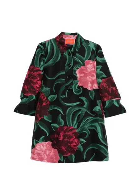 Mała sukienka mini La Doublej w kwiatki garniturowa czarna