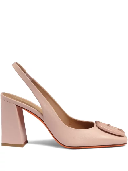 Pantofi cu toc Santoni cu cataramă slingback roz