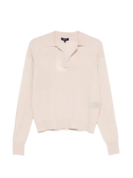 Gulerat lung tricou polo Soeur de lână roz