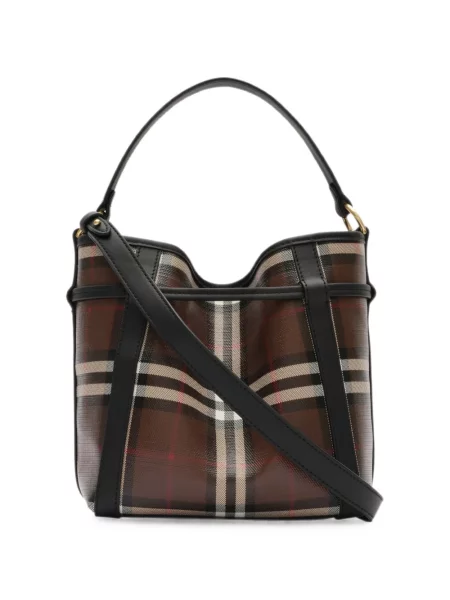 Geantă Burberry în carouri maro