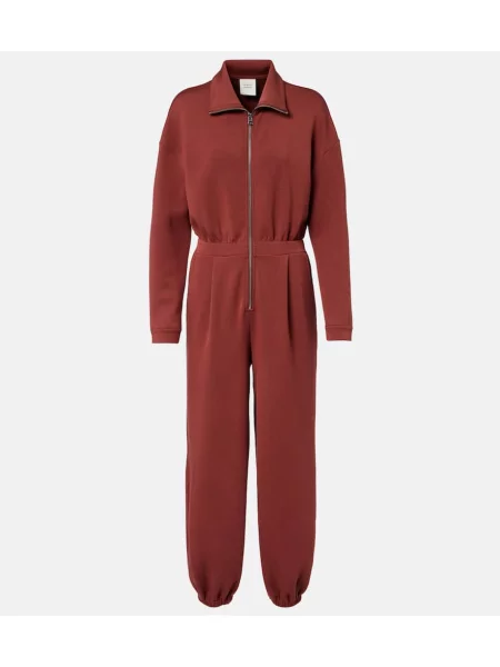 Salopetă Varley din jerseu maro