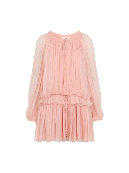 Lniana sukienka mini Chloe różowa