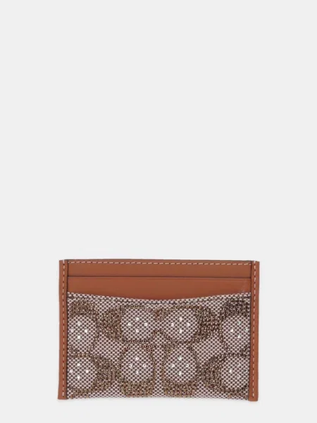Usnjen etui za kartice Coach rjava