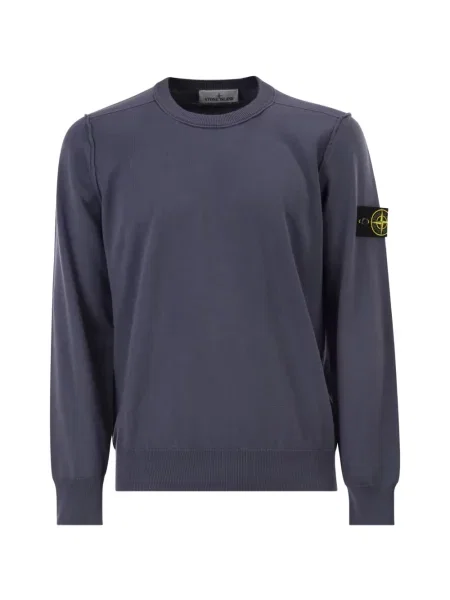 Pulover Stone Island cu decolteu rotund cu strasuri albastru