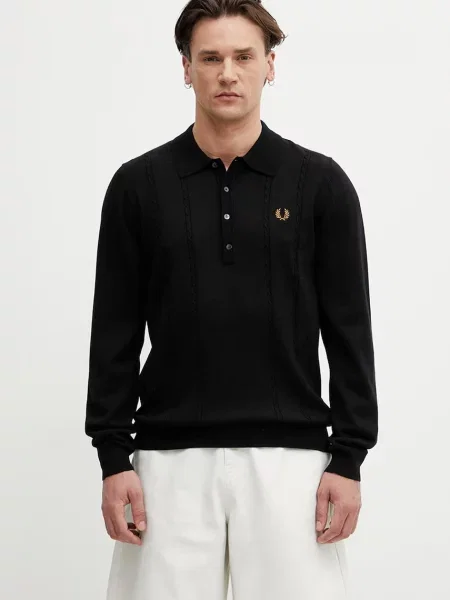Fred Perry pulover bărbătesc cu amestec de lână negru