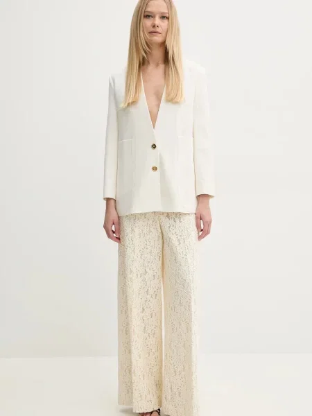 Вовняний піджак Patou однобортний однотонний бежевий