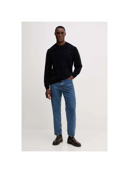 Armani Exchange sweter z dodatkiem wełny niebieski