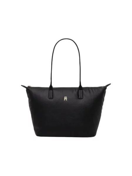 Shopperka Tommy Hilfiger bez fiszbin skórzana czarna