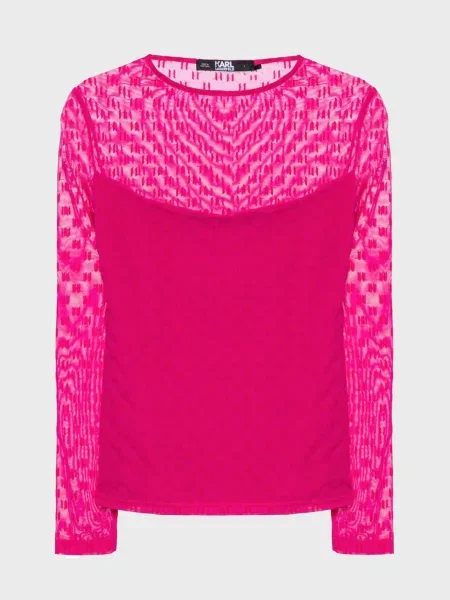 Лонгслів Karl Lagerfeld з сіткою рожевий