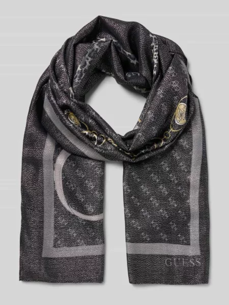 Chusta z mieszanki z detalem z logo Guess czarna