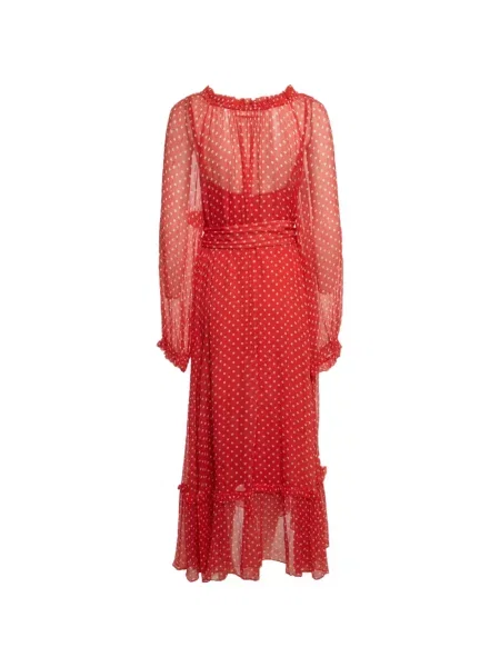 Rochie midi Zimmermann cu buline cu volane roșu