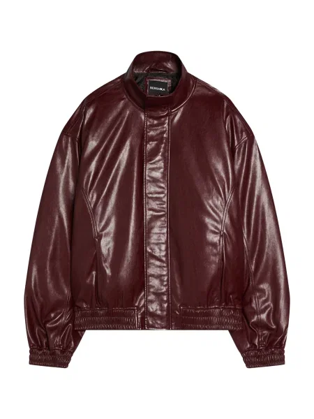 Bershka Prehodna jakna temno rdeča