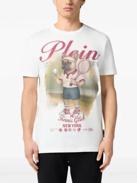 Tricou Philipp Plein cu decolteu rotund alb
