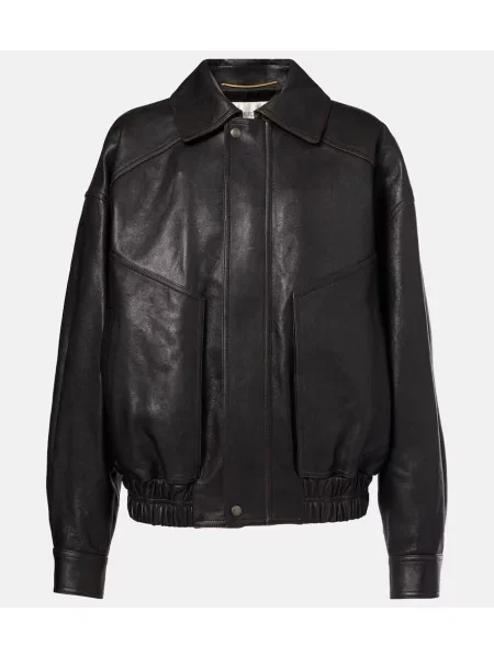 Kurtka skórzana Saint Laurent brązowa