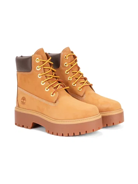 Botki Timberland zamszowe na platformie w miejskim stylu beżowe