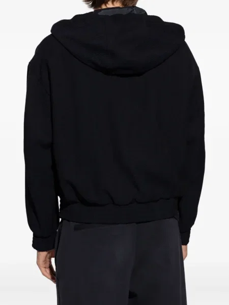 Geacă Emporio Armani de lână cu glugă negru