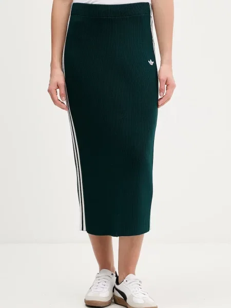 Adidas Originals spódnica Knit 3s midi ołówkowa zielona