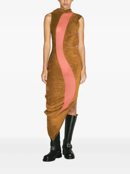 Sukienka midi Kiko Kostadinov do kolan garniturowa brązowa