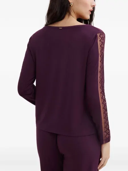 Lung top Aubade cu broderie violet