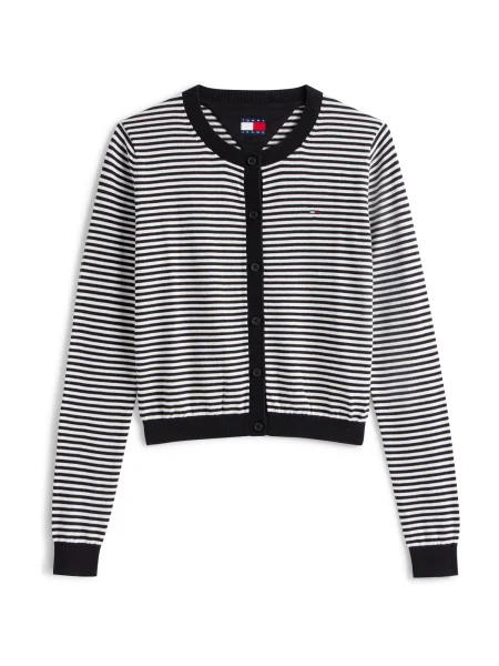 Tommy Jeans Geacă tricotată Essential negru alb