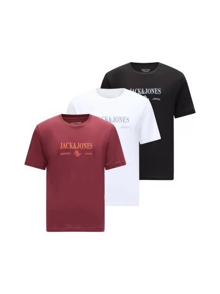 JACK & JONES Tricou JORFREDERIKSBERG roșu bordeaux / negru alb