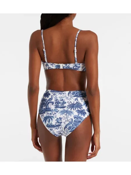 Bikini Staud cu talie înaltă cu imagine alb