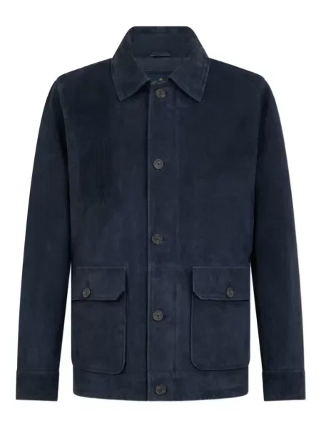Geacă Brooks Brothers din piele de căprioară albastru