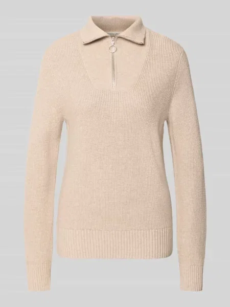 Sweter z dzianiny o kroju regular fit z mieszanki Christian Berg Woman beżowy