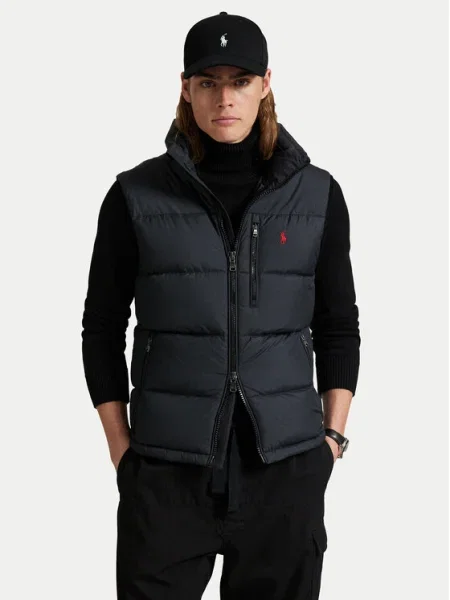 Бебешки елек Polo Ralph Lauren зимен модел черно