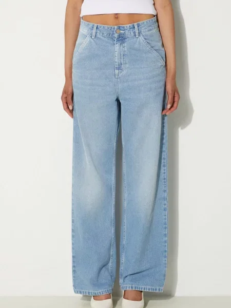 Carhartt WIP jeansy Simple Pant high waist niebieskie