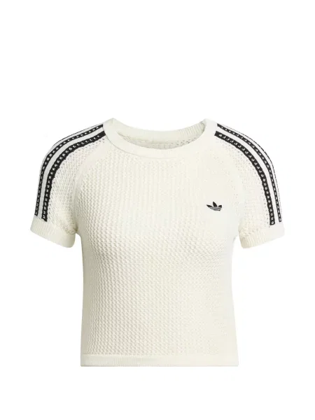 Top Adidas cu dungi cu imagine lung alb