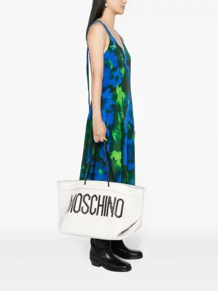 Geantă shopper Moschino cu imagine alb