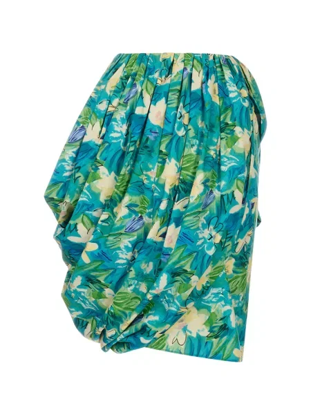 Fusta mini Chloé cu model floral cu imagine drapată albastru