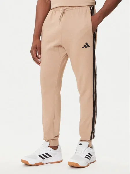 Prugaste hlače Adidas Sportswear od flisa bež
