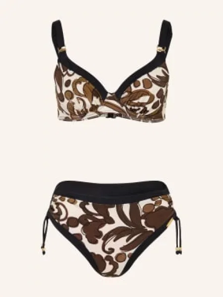 Charmline Bikiny S Kosticemi Ornament Grace khaki / režná černá