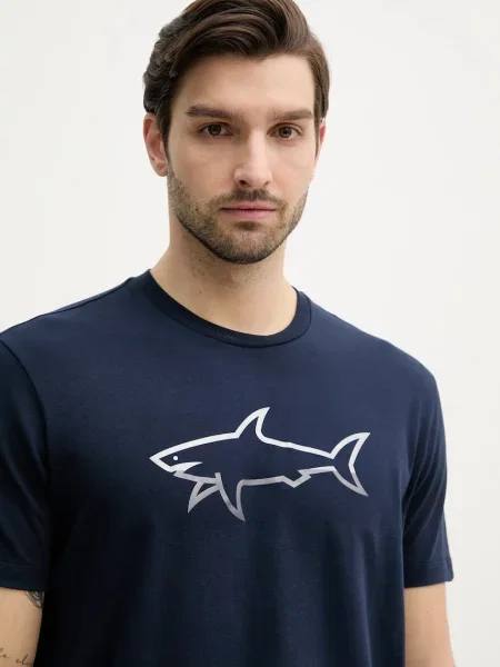Тениска Paul&Shark с принт тъмносиньо